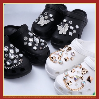 Jibbitz จี้ไข่มุก พลอยเทียม รูปดอกไม้ สําหรับตกแต่งรองเท้า Diy