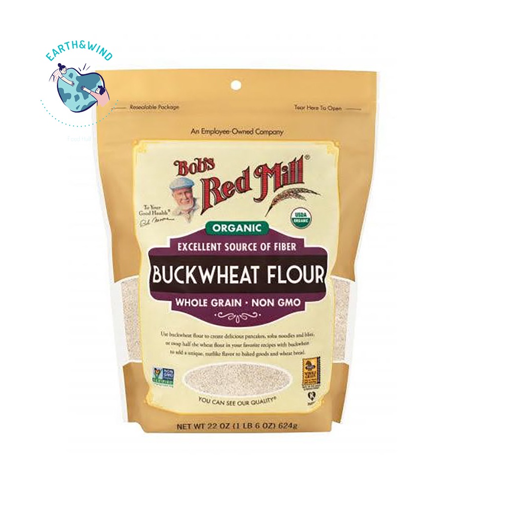 Organic Buckwheat Flour Bob's red mill แป้งจากข้าวบัควีน 100% ปริมาณ 624 กรัม โปรตีนสูง ไร้กลูเตน คาร์โบไฮเดรตต่ำ