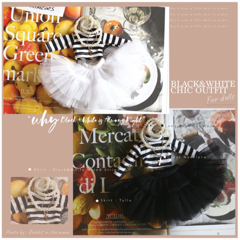 😎 Black&White Chic Outfit for Blythe dolls.🦢 พร้อมส่ง✨