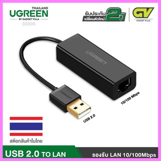 UGREEN 30305 USB 2.0 10/100 Mbps Network Adapter - Black