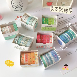 ชุดเทป Washi สด ชุดย้อนยุค พื้นฐาน ป่า สด บัญชีมือ DIY สติ๊กเกอร์ตกแต่ง 5 ม้วน