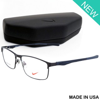 Nike แว่นตา รุ่น 7682 C-3-8 สีดำโลโก้ดำ กรอบเต็ม ขาสปริง วัสดุ สแตนเลส สตีล Eyewear Top Glasses Made in USA