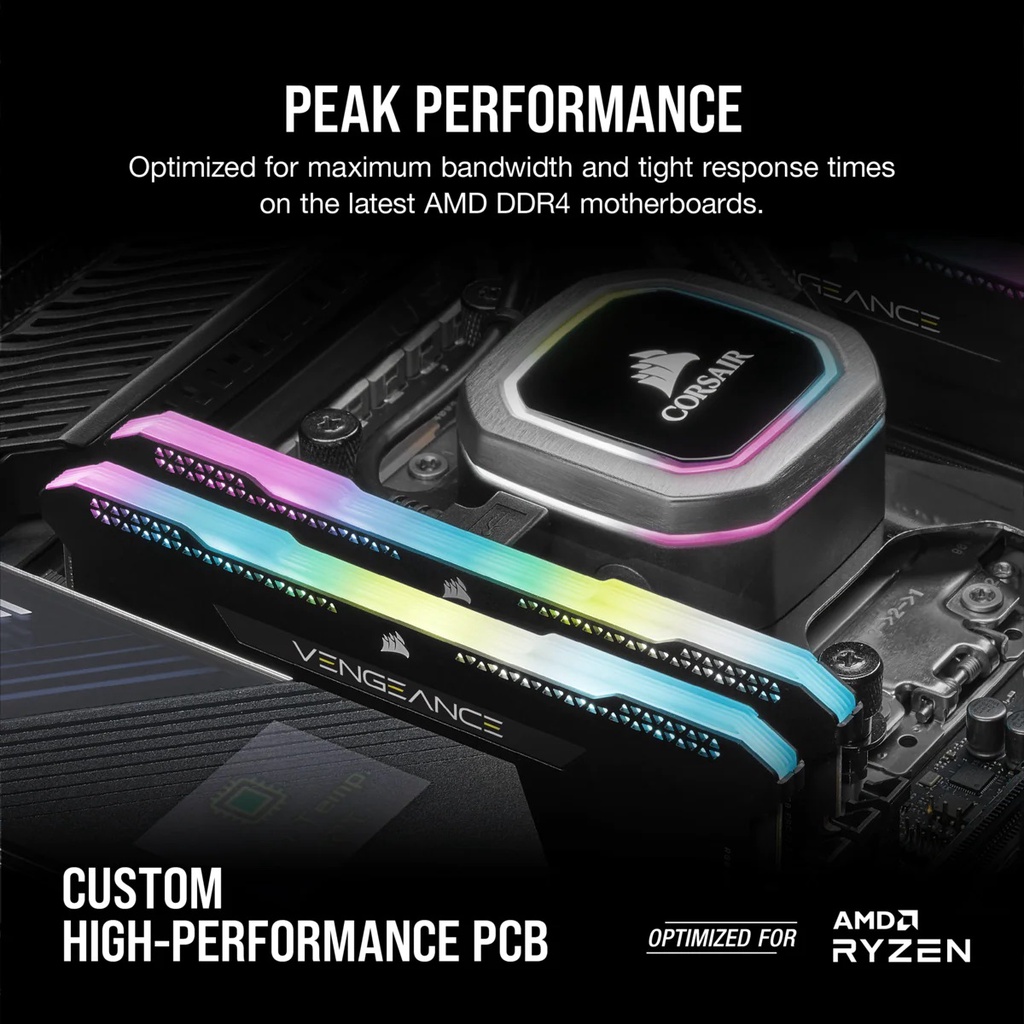 32GB (16GBx2) DDR4/3600 RAM PC (แรมพีซี) CORSAIR VENGEANCE RGB PRO SL (CMH32GX4M2D3600C18) CL18 (ฺBLACK) ประกัน LT