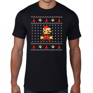 ผ้าฝ้ายแท้เสื้อยืดแขนสั้นพิมพ์ลาย super mario แฟชั่นผู้ชายS-5XL