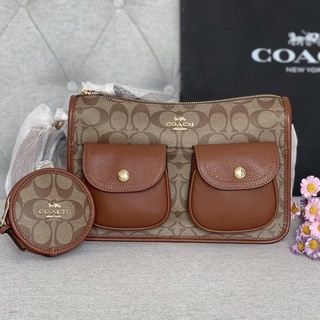 NEW Coach Pennie Crossbody With Coin Case In Signature Canvas สายยาวถอดได้ปรับได้Style No. C5675