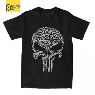 คอลูกเรือ【Boutique T-shirt】เสื้อยืดแขนสั้น ผ้าฝ้าย พิมพ์ลาย Marvel Punisher Arsena Man สําหรับผู้ชายS-5XL