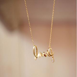 Fulllove จี้คอสร้อยคอผู้หญิง สร้อยคอโซ่ LOVE Diamond Necklace #2123