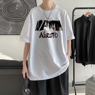 Naruto  print short-sleeved T-shirt mens tide brand loose ins Hong Kong style summer new half-sleeved shirt compassionate