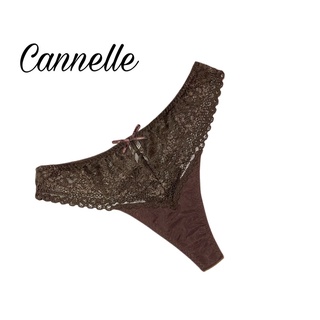 Cannelle Thong/G string ชุดชั้นในจีสตริง กางเกงชั้นในซีทรู ปักลูกไม้ งานยุโรป สีน้ำตาล ลูกไม้แน่นๆ G03