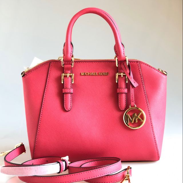 สด-ผ่อน) ส่งฟรี กระเป๋าสะพายสีชมพู Michael Kors Ciara MD Messenger Leather  Handbag 35S8GC6M2L Electric Pink - brandname_niceshop - ThaiPick