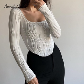 Lanlanlolo เสื้อแขนยาว คอยู สีพื้น สไตล์ฝรั่งเศส เรียบง่าย เข้ารูป สําหรับผู้หญิง