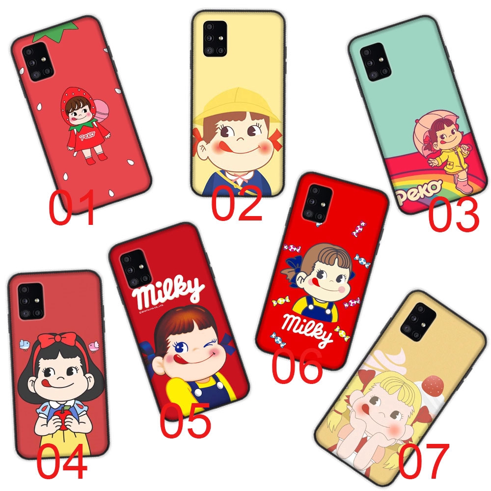 Milky Peko Design Black Soft Case เข้ากันได้กับ Samsung Galaxy S8 S7 S9 S10E Edge Plus
