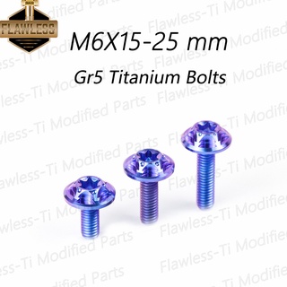 FLAWLESSTI Gr5 สลักเกลียวท่อไอเสีย ไทเทเนียม CNC M6x15 20 25 มม. สําหรับ Honda Forza 350 Wave 125 PCX 160 Yamaha Xmax 300 Tmax 560