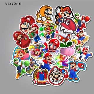 Easyturn สติกเกอร์ ลาย Super Mario Bros สําหรับติดตกแต่งกระเป๋าเดินทาง สเก็ตบอร์ด แล็ปท็อป DIY 50 ชิ้น