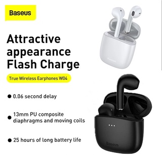 Baseus W04 TWS หูฟัง True Wireless 5.0 หูฟังสเตอริโอ ชุดหูฟังกีฬา สําหรับโทรศัพท์ หูฟังขนาดเล็ก