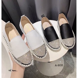 รองเท้าผ้าใบหนังทรงEspadrilles