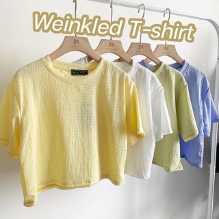 TW31 🛍 wrinkled T-shirt เสื้อยืดลายผ้าย่น เสื้อยืดคอกลมแฟชั่น