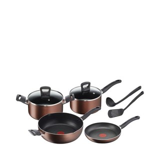 TEFAL  ชุดกระทะและหม้อเคลือบกันติด รุ่น G103S814 สีน้ำตาล จำนวน 8 ชิ้น