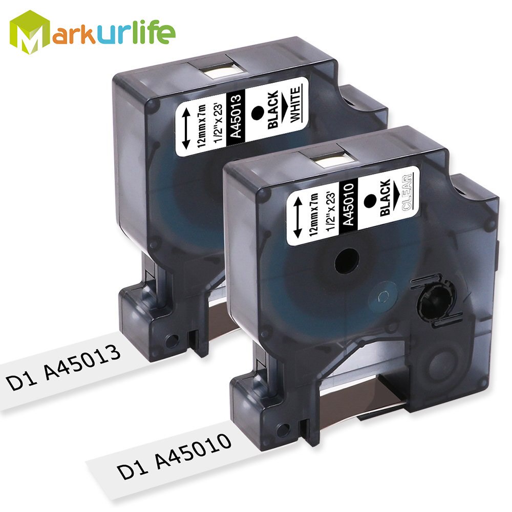 2 PCS/Lot Label Maker for DYMO Self-Adhesive Tape 45010 (S0720500) Work for DYMO printer (12mm*7m) B