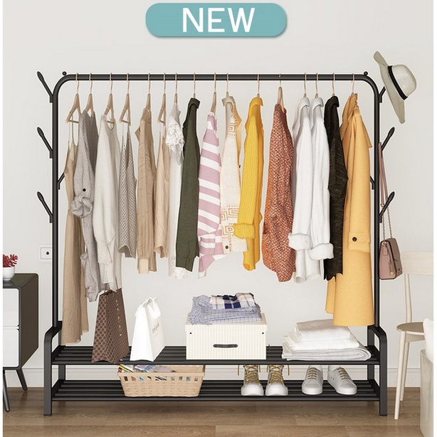 💥ลดกระหน่ำ💥ราวตากผ้าชุบโครเมี่ยม ยาว 110 ซม /สูง 152 ซม. ประกอบง่าย ราวแขวนผ้า บาร์เดี่ยว