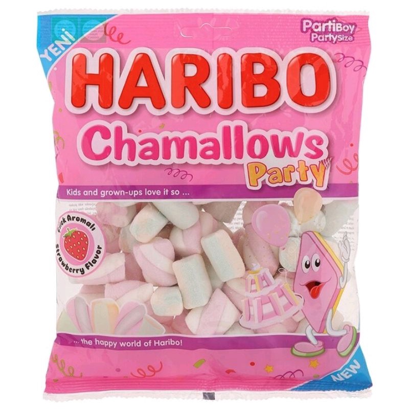 มาร์ชเมลโลรสสตรอเบอร์รี่ ฮาริโบ ชาเมลโล ปาร์ตี้ Haribo Chamallows Party Marshmallow Strawberry Flavo