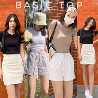 Basic top(490.-) เสื้อยืด ทรงเกาหลี เนื้อผ้าคุณภาพดีมาก ผ้าหนา ทรงสวยเข้ารูป แมทช์ได้หลายลุค อกยืดได้ถึง36 ค