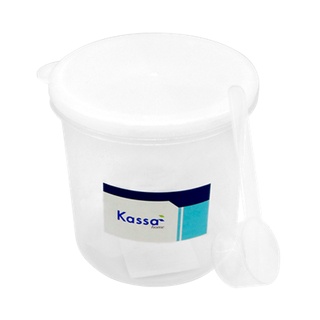 Therichbuyer ขวดโหลพลาสติก พร้อมช้อน KASSA HOME รุ่น JCJ-1625 ขนาด 950 มล. สีขาว