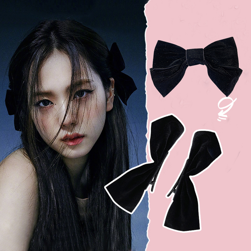 กิ๊บติดผม ประดับโบว์ซาตินสีดำ สไตล์เกาหลี