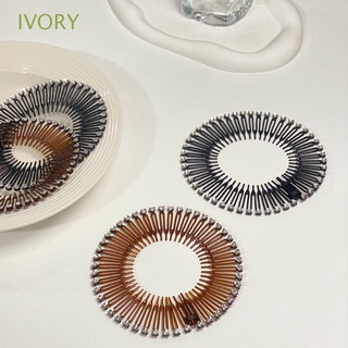 Ivory ที่คาดผม ประดับพลอยเทียม เครื่องประดับผม เรียบง่าย ล้างหน้า กิ๊บติดผม ขนาดใหญ่ คงที่ หวีผมเกาหลี