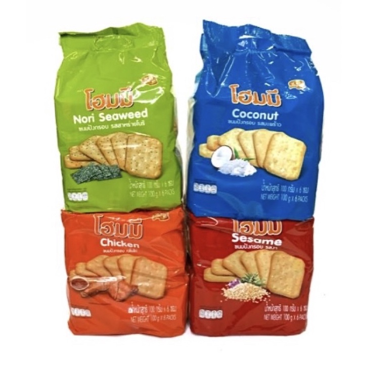ขนมปังกรอบ​ ตราโฮมมี่​ ขนาด​ 80​ กรัม​ บรรจุ​ 6​ เเพ็ค​ มี 4 รสให้เลือก