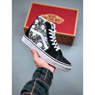 Vans SK8 Hi (size36-44) Black ลายกระโหลก