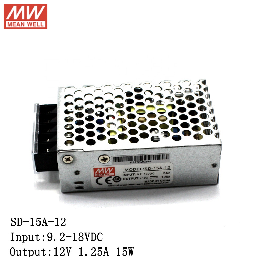 MEAN WELL SD-15A-12 9.2 ~ 18V DC ถึง 12V DC 1.25A 15W DC-DC Converter Enclosed ประเภท Switching Powe