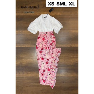 เซตเสื้อแขนพอง + กระโปรงลายดอก งานป้าย xs S M L XL