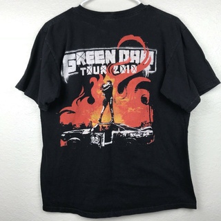 ROUNDคอลูกเรือNeckเสื้อยืด พิมพ์ลาย Green Day 2010 Tour สําหรับผู้ชาย ขนาดกลาง-4XL