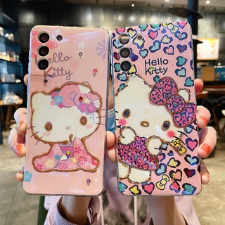 การ์ตูน น่ารัก รูปหัวใจ กิโมโน Hello Kitty เคส Samsung Galaxy s22 plus ultra s8 s9 s10 plus lite + s20 s21 plus ultra fe s20fe note8 note9 note10 plus lite note 20 ultra case เยื่อหุ้มสมอง หญิง Unisex เคส