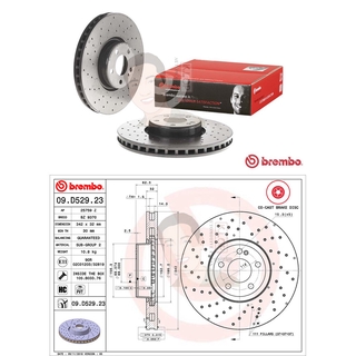 D09 D529 23 จานเบรค ล้อ F (ยี่ห้อ BREMBO) รุ่น HC/PVT Benz W205 C205 W213 X253 C253 C257 ปี2015-&gt;***ราคาต่อข้าง