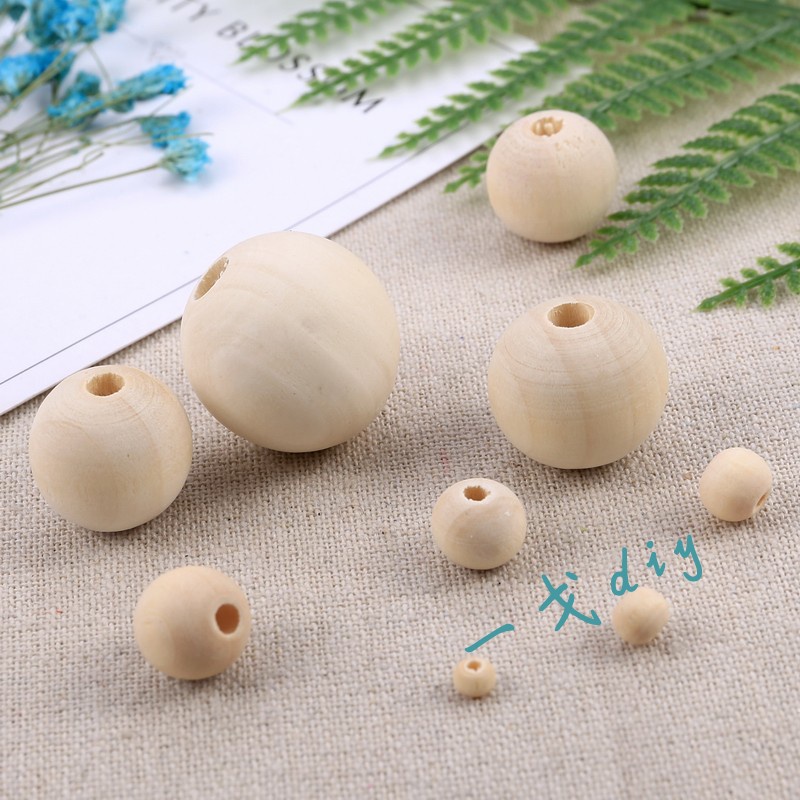 [Wooden Beads Series] ลูกปัดไม้ รูขนาดใหญ่ 4-50 มม. สําหรับทําเครื่องประดับ กระเป๋าถือ กระเป๋าเดินทาง uwJ4