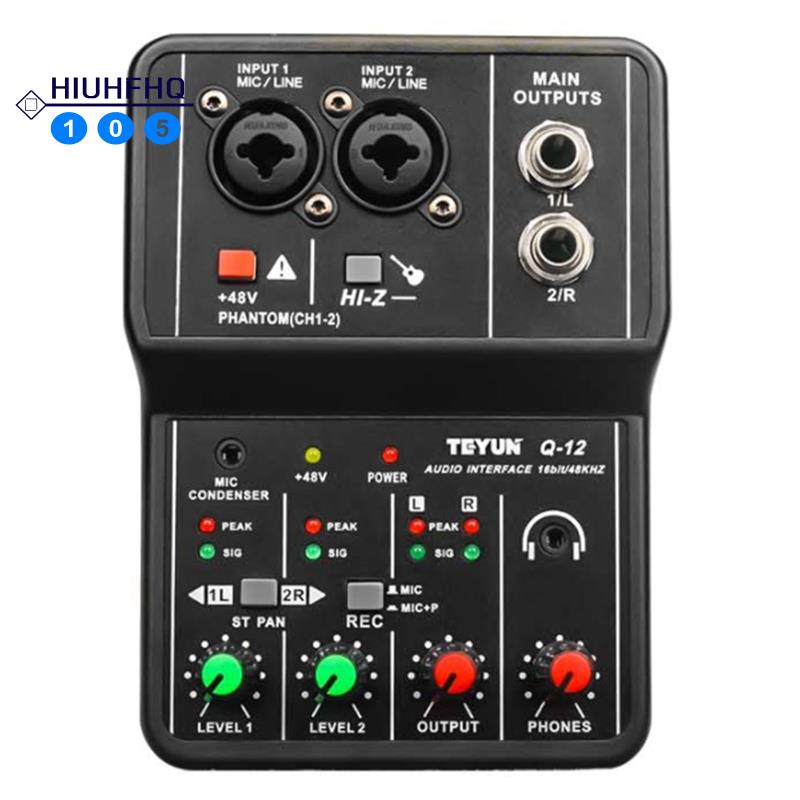 Q-12 Sound Card Audio Mixer Sound Board Console Desk System Interface 4 Channel 48V Power Stereo Com