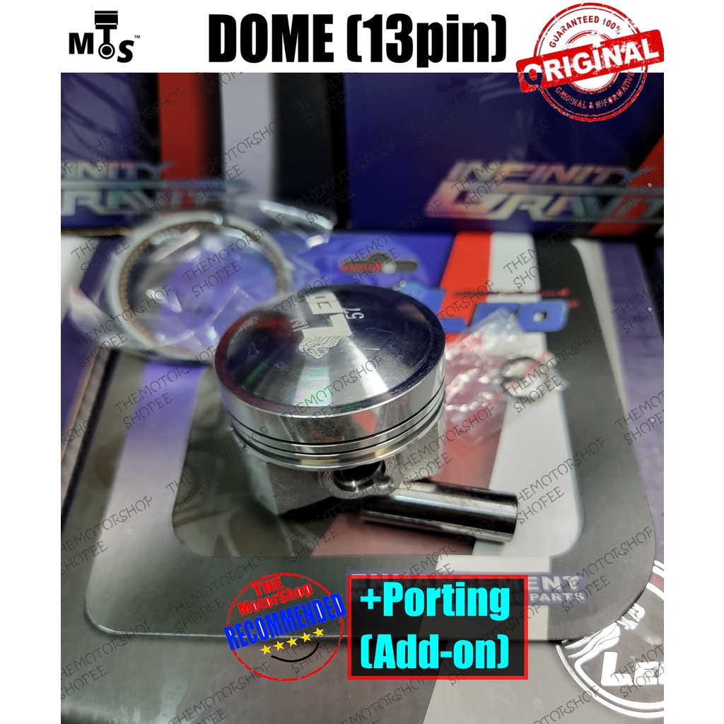 (+กระเป๋า 4V/2V) ลูกสูบโดม 57mm/53mm Custom LEO RACING (13PIN 13mm) LHK EX5/DREAM/CLASS1/W110/KRISS/