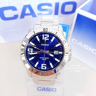 นาฬิกา CASIO ของแท้ รับประกันศูนย์ รุ่น MTP-VD10D-2B นาฬิกาผู้ชายสายแสตนเลส กันน้ำลึก 50 เมตร หน้าใหญ่ ใส่เท่