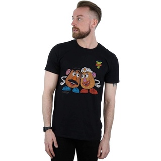 Tee ดิสนีย์เสื้อยืดลำลอง Disney Mens Toy Story 4 Mr And Mrs Potato Head T-Shirt Disney Team