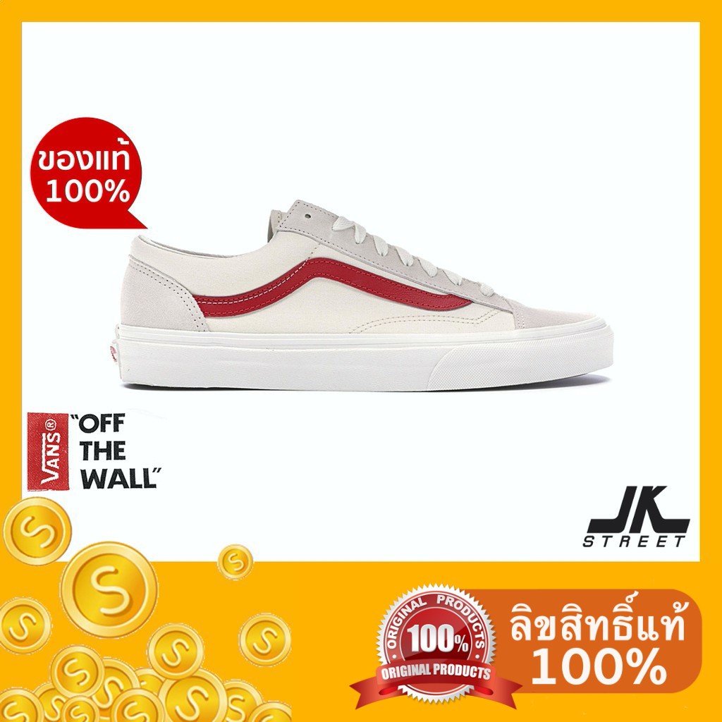 [ดูโค้ดที่หน้าร้าน] Vans รองเท้า Style 36 Marshmallow Racing Red VN0A3DZ3OXS ลิขสิทธิ์แท้ หนอนแดง Ol