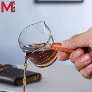 M KITCHEN MB75 แก้วตวงชงกาแฟ ด้ามจับไม้ ขนาด 75ml (A5)