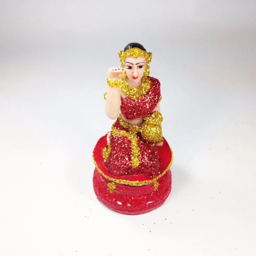 JMT นางกวัก กลาง สีแดงแต่งกากเพชร