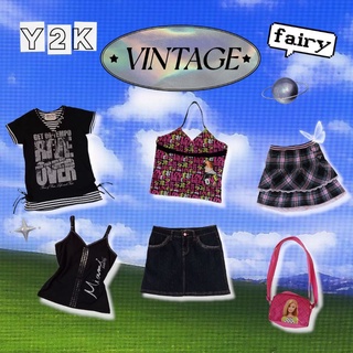 🎱y2k vintage fairy เสื้อผ้ามือสอง สายเดี่ยว กระโปรง กระเป๋า ♡⃝.ᐟ ✨