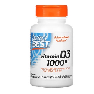 พร้อมส่ง Doctors Best, Vitamin D3, 1000 IU, 180 Softgels