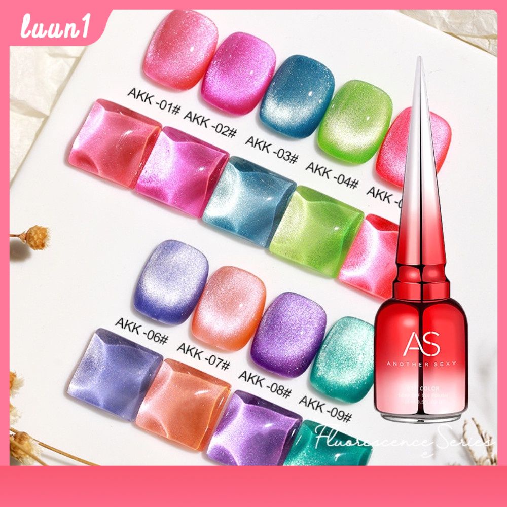 ยูวียาทาเล็บ- Florescent cat eye สีแจ่มแคทอาย สีทาเล็บเจล 9สี ยาทาเล็บเจล ASฝาแหลม สีเจลทาเล็บ (AKK) COD