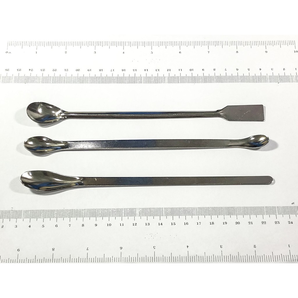 ช้อนตักสาร สแตนเลส Stainless Steel Spatula แบบ ช้อนข้างเดียว ช้อนสองข้าง ช้อนข้าง-พายข้าง ยาว 20cm