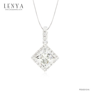 Lenya Jewelry จี้ LENYA ETERNAL ประดับด้วย SWAROVSKI ZIRCONIA ทรง Princess Cut ตัวเรือนเงินแท้ชุบทองคำขาวแท