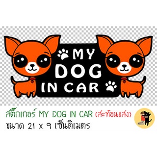 สติ๊กเกอร์ MY DOG IN CAR ขออภัยมือใหม่ มือใหม่หัดขับ สะท้อนแสง สำหรับติดรถ ✨✨✨